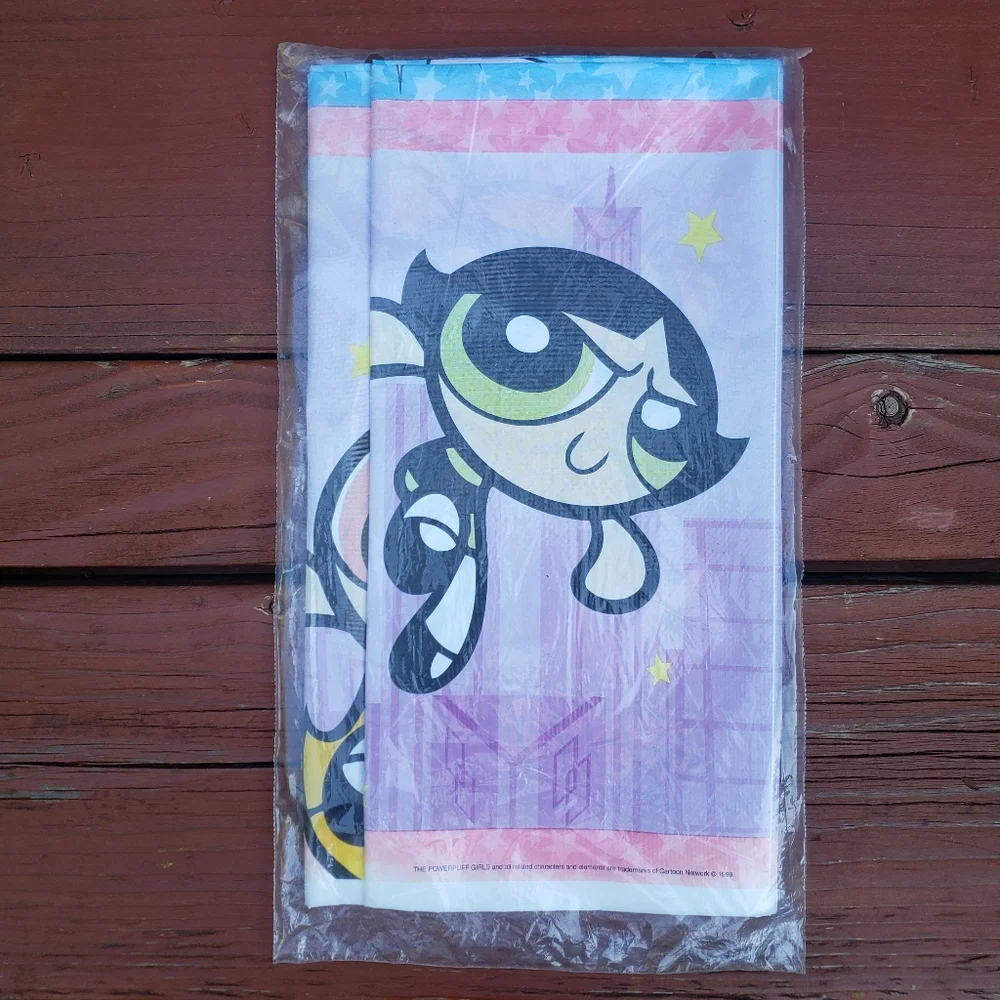 1999 DesignWare THE POWDERPUFF GIRLS Plastic Tablecover 54in x 96in